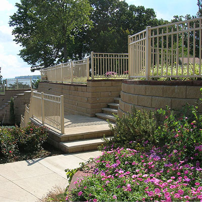 Ultra ornamental aluminum railing installed by Elyria Fence