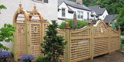 Arched Lattice Fencing by Elyria Fence