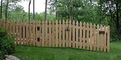 Cedar Picket Fencing design by the Elyria  Fence Company