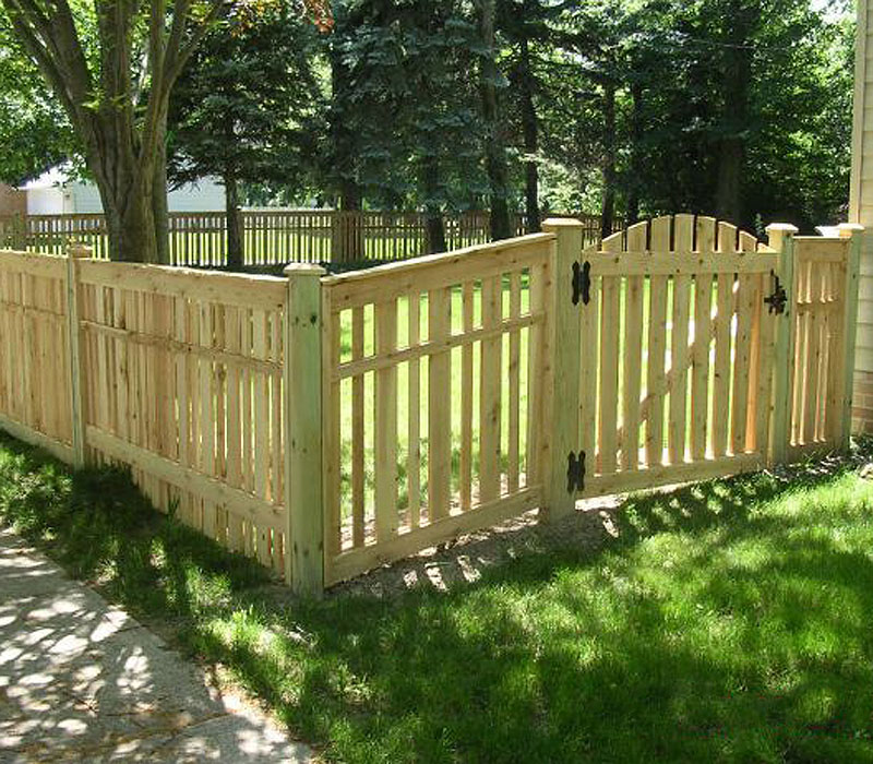 Spaced Provinicial Wood Fence With Arched Gate by Elyria Fence