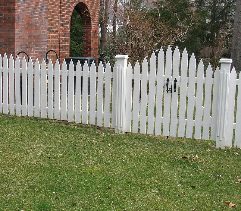 White Cedar Wooden Picket Fence &amp; Arched Picket Gate by Elyria Fence