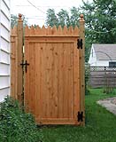 Good Neighbor White Cedar Privacy Wood Picket Gate by Elyria Fence