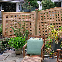 Arched Square Lattice Patio Fence