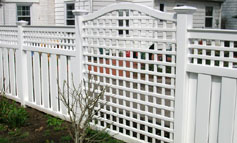 Vinyl Lattice fence and vinyl shadow box fence by Elyria Fence