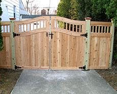 wood pergola with semi private wood fence by elyria fence