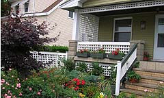 White Cedar Wood Square Lattice Railing by Elyria Fence