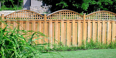 Cedar Shadowbox Fence with arched lattice