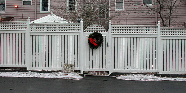 Good Neighbor Cedar Semi-Privacy Fencing with lattice by Elyria Fence