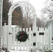 wood pergola with semi private wood fence by elyria fence