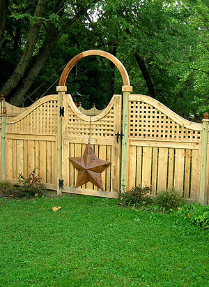 wood semi private fence with square lattice by elyria fence