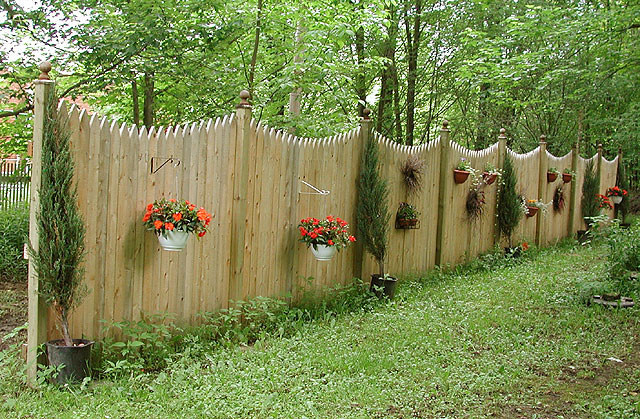 White Cedar Wood Privacy Picket Fence by Elyria Fence