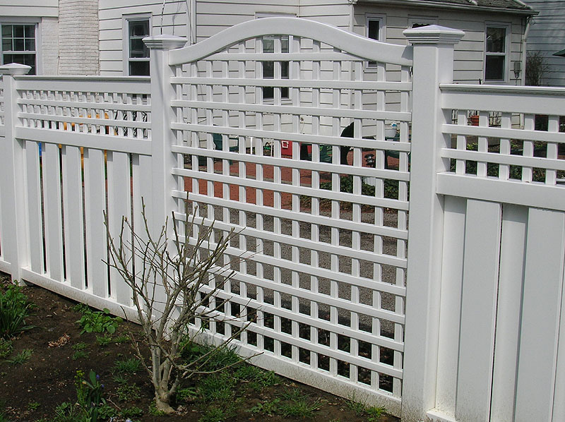 Vinyl Arched Square Lattice Fence by Elyria Fence