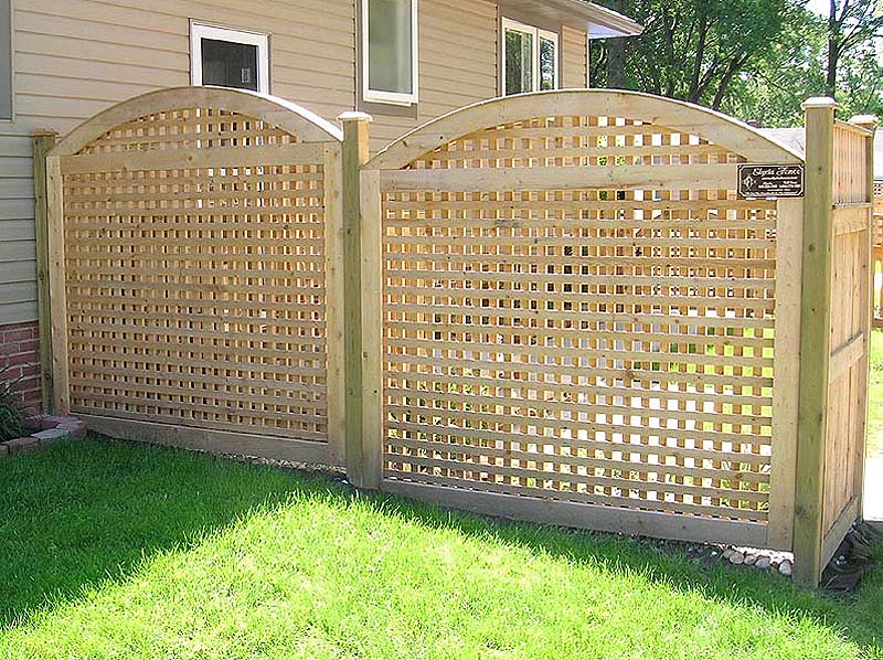 Arched Square Lattice Wood Fence By Elyria Fence
