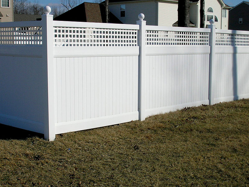 Vinyl Privacy Fence With Square Lattice by Elyria Fence