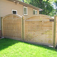 Arched Square Lattice Wood Fence
