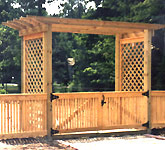wood pergola with diagonal lattice by elyria fence