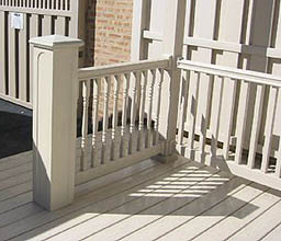 faux masonry porch posts with vinyl railing