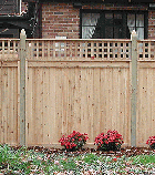 Good Neighbor Privacy Wood Fence With Square Lattice By Elyria Fence