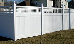 Vinyl Privacy Fence With Square Lattice By Elyria Fence